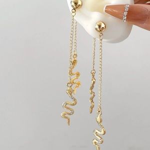 Rhinestone Snake Decor Earrings Jackets